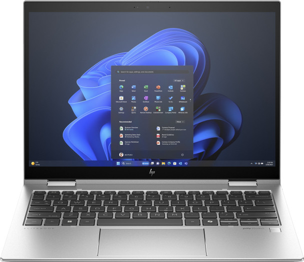 HP Elite x360 830 G11 enterprise 2-in-1 laptop with 13.3-inch touchscreen, Intel Core Ultra 7 CPU, and 16GB RAM.