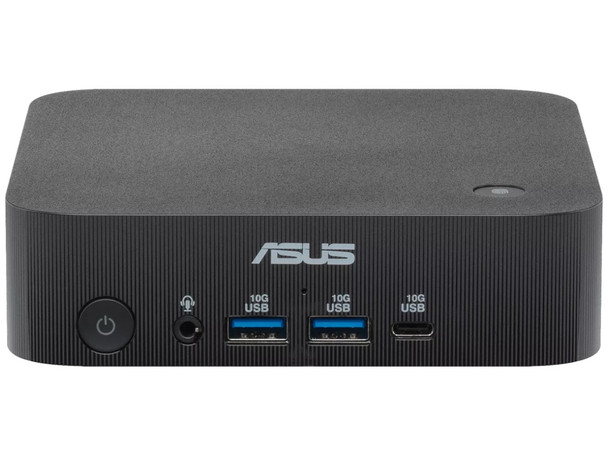 Compact ECO Black ASUS PN54-S1 Mini PC showcasing its slim profile and front I/O ports including USB-C and 3.2 Gen2 Type-A.