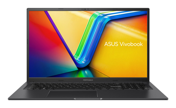 Brand new Indie Black ASUS Vivobook 17X K3704VA-DS96 laptop with a 17.3-inch display and backlit keyboard.
