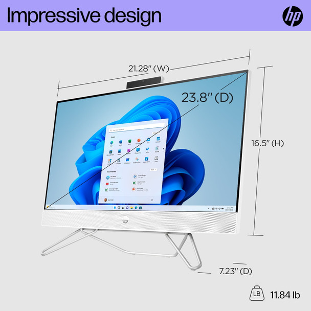 HP 24-cb1023w 23.8" FHD Touch All-in-One PC Intel Core i3-1215U 8GB RAM 256GB SSD Windows 11 Home, Starry White (Refurbished)