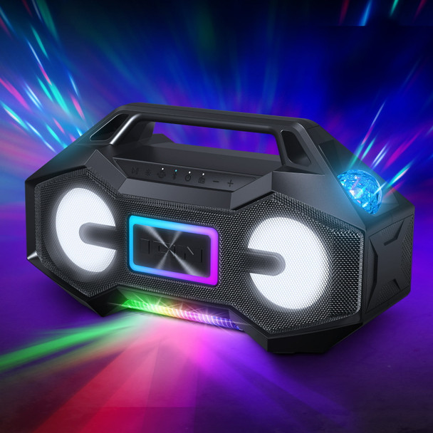 ION Party Rocker Go High-Power Portable Boombox with Party Starter️ Lights, Black (Refurbished)