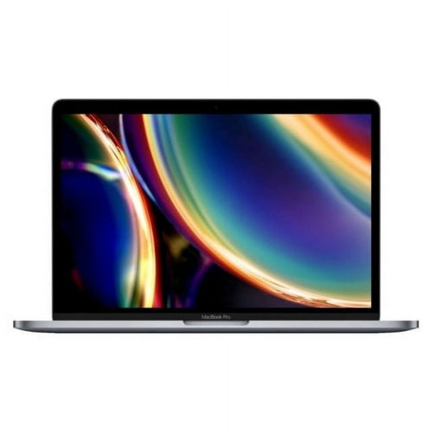 A 13.3-inch Space Gray Apple MacBook Pro shown open, highlighting the Retina display, Touch Bar, and sleek aluminum chassis.