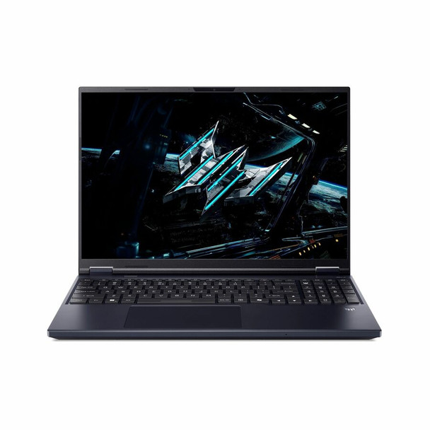 Predator Helios Neo 16 AI gaming laptop in black featuring a 16-inch 240Hz display and 4-zone RGB backlit keyboard.