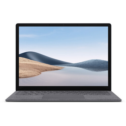Microsoft Surface Laptop 4 15-inch silver, showing high-resolution PixelSense display and full-size keyboard.