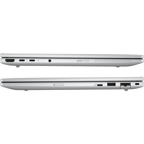 Side profile of the EliteBook 8 G1i highlighting the ultra-slim chassis and modern port layout.