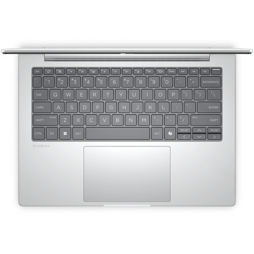 Overhead view of the premium backlit keyboard and integrated fingerprint reader for secure access.