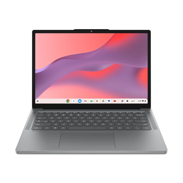 Front view of the Lenovo Chrome 14M8911 in Luna Grey showing the 14-inch WUXGA non-touch display.
