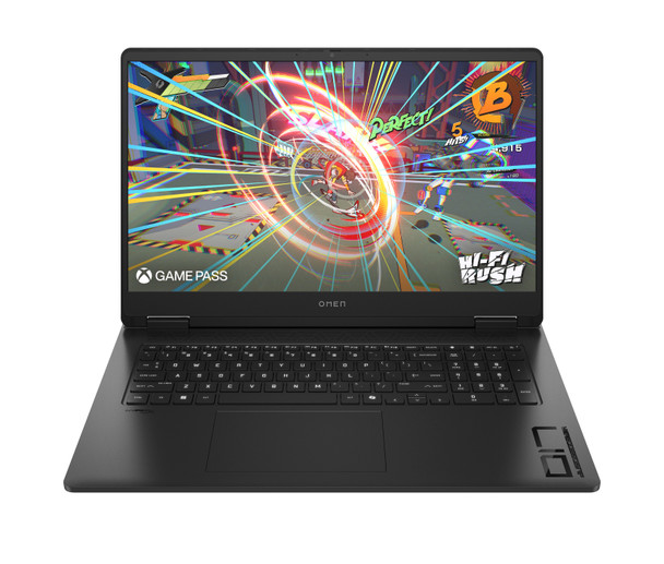 Front view of the expansive 17.3-inch HP OMEN gaming laptop in Black