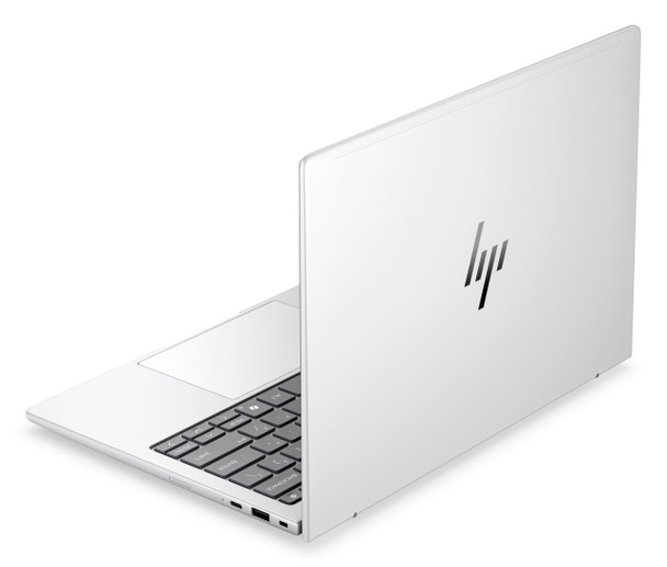 Brand new HP EliteBook 8 G2i 16-inch corporate Next Gen AI PC in clean premium silver, highlighting its ultra-slim aluminum body profile and professional business styling.