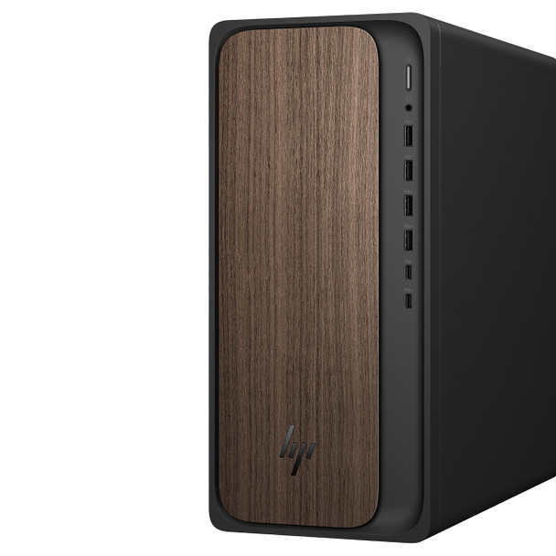 HP OmniDesk M03 Desktop AI PC – Front View Showing Power Button and High-Speed USB Ports