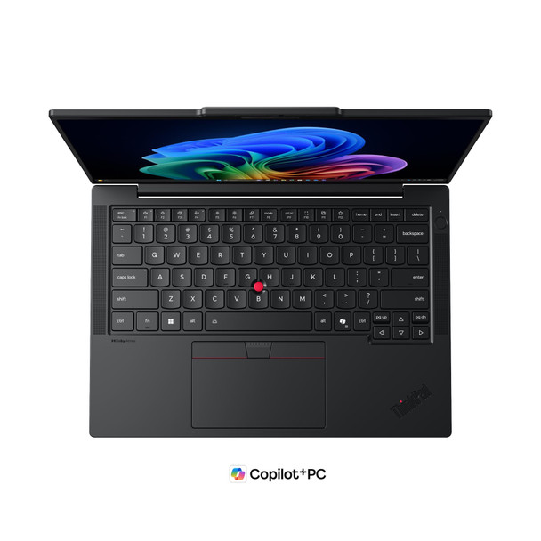 Backlit keyboard and integrated power button fingerprint reader on the Lenovo ThinkPad T14s Gen 7.