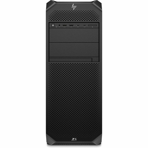 Front perspective view of the black HP Z6 G5 Tower Workstation PC chassis