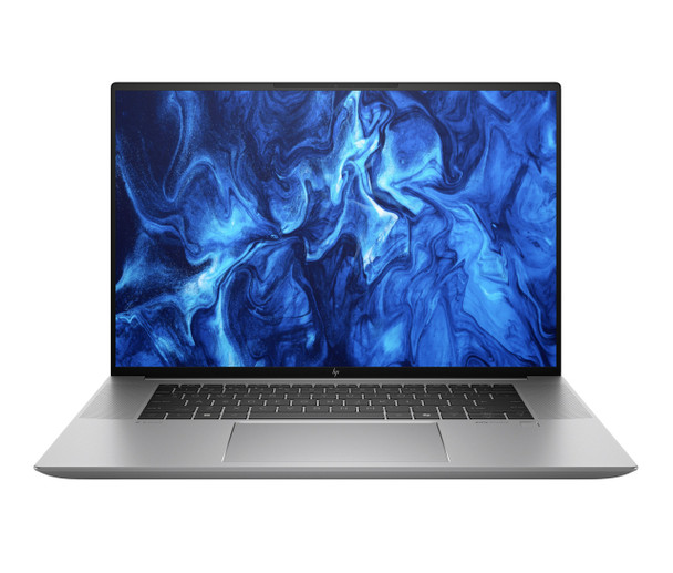 HP ZBook Studio 16 G11 Mobile Workstation – Front open view in Meteor Silver showcasing 16-inch WQUXGA 4K OLED touchscreen