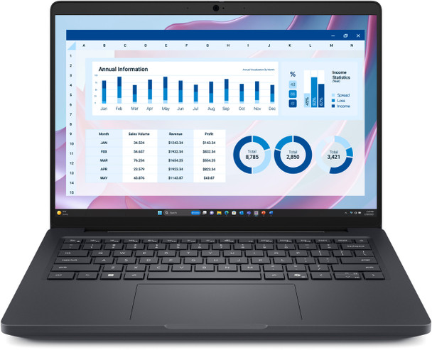 Dell Pro Max 14 MC14255 Laptop – Front View Open Displaying 14-Inch 16:10 FHD+ Screen