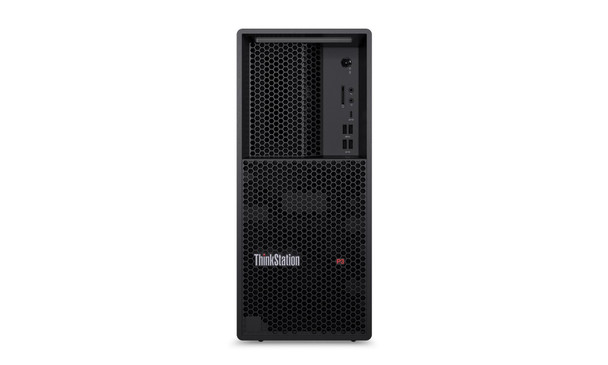 Lenovo ThinkStation P3 Tower Gen 2 Workstation – Front View Displaying Optical Drive, SD Card Reader, and USB Ports