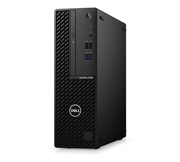 Dell OptiPlex 3080 SFF Desktop – Front Angle View Displaying Compact Small Form Factor Enclosure and Front USB Ports