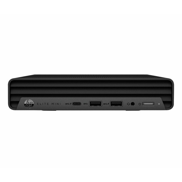 HP Elite Mini 800 G9 Desktop PC – Front view showing ultra-small Jack Black chassis and front I/O ports