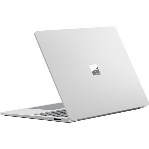Microsoft Surface Laptop 7 13.8" 5G Notebook – Rear cover displaying the iconic Microsoft logo on Platinum anodized aluminum finish