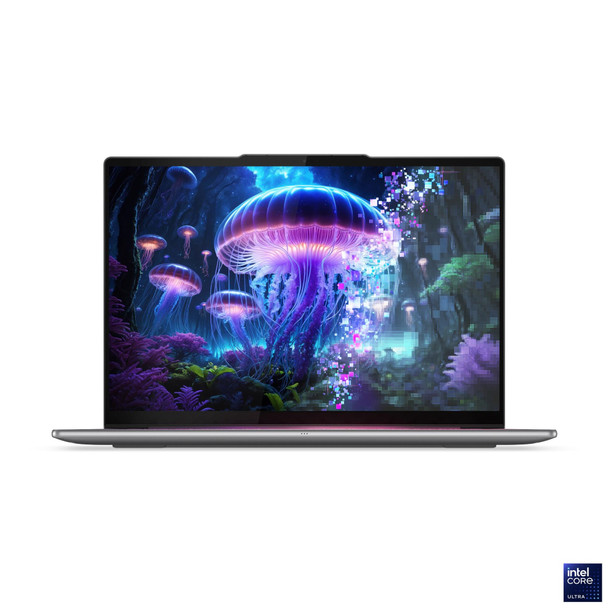 Lenovo Slim 7 14-inch OLED Touch Copilot+ AI PC – Front angle view showing Luna Grey chassis and WUXGA touch display