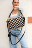 Clare V Petit Moyen Messenger Checker held up with extra strap