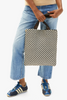 Clare V Carryall Tote Woven Zig Zag held in front