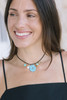 Lizzie Fortunato Shibori Flower Necklace on neck