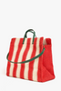 Clare V Summer Simple Tote Cream/Poppy with long strap out