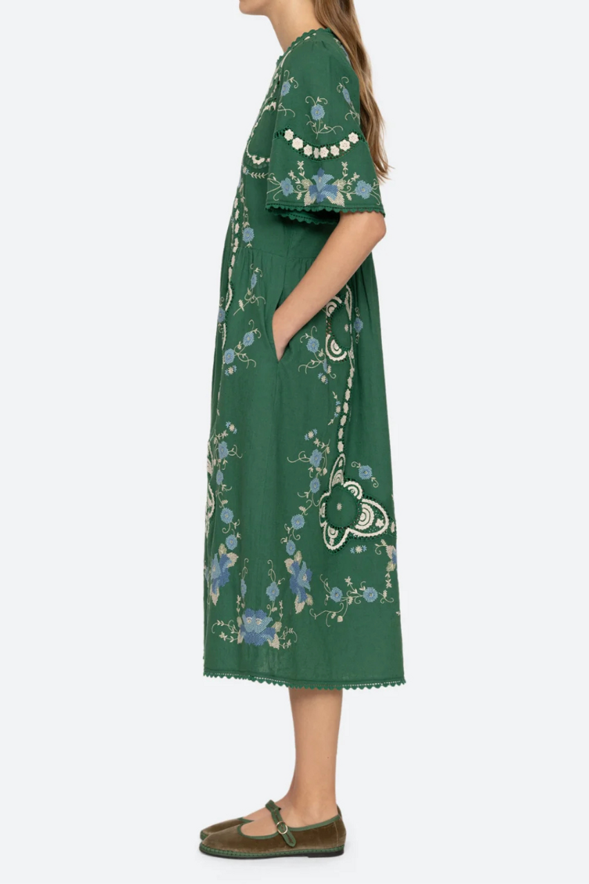 ★SEA NY★ Vesna の半袖ドレス グリーン★送関込 Sea Vesna Short Sleeve Dress at Penelope T