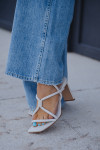 Schutz Nadia Strappy Heel worn with jeans