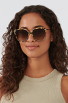 Krewe Dede Nylon Canary 18k Sunglasses on model, front view