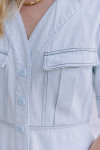 Hunter Bell Melanie Short Sleeve Button Front Mini Dress pocket detail