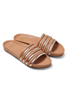 Beek Hoopoe Striped Leather Sandal in Honey side/front