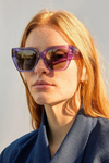 Clare V Heather Sunglasses Iris front view on model