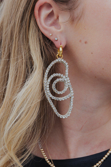 Lizzie Fortunato Crystal Jetty Earrings on ear