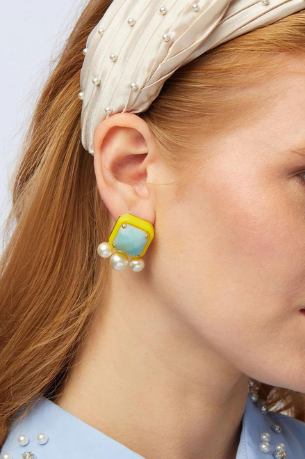 Lele Sadoughi Paddle Button Earrings on ear