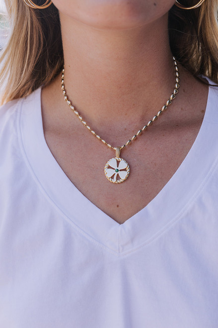 Jennifer Zeuner Ama Necklace styled with pendant