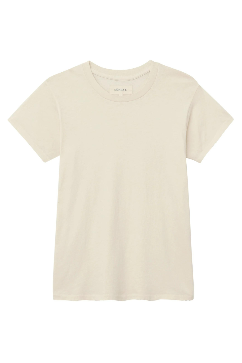 The Great the Slim Tee in Washed White laid flat