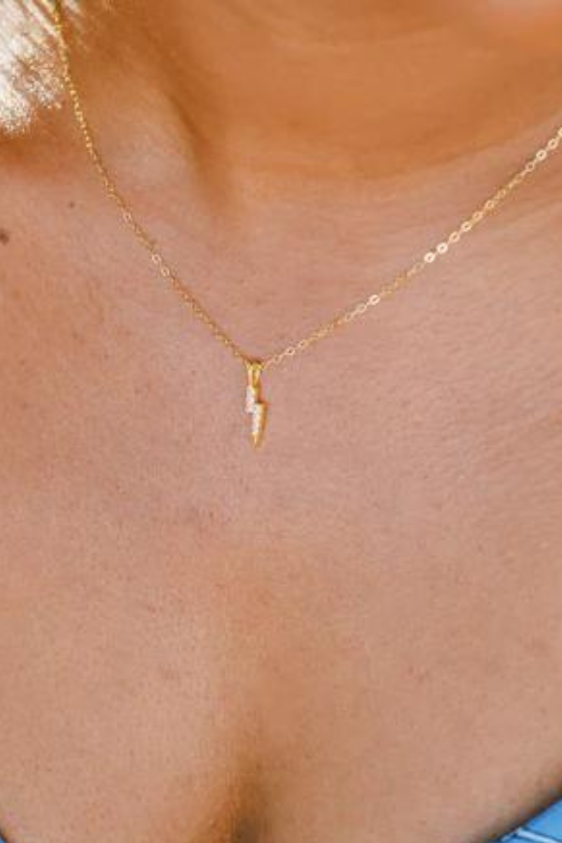 Jessica Santander Lightning Gold-filled Necklace on neck