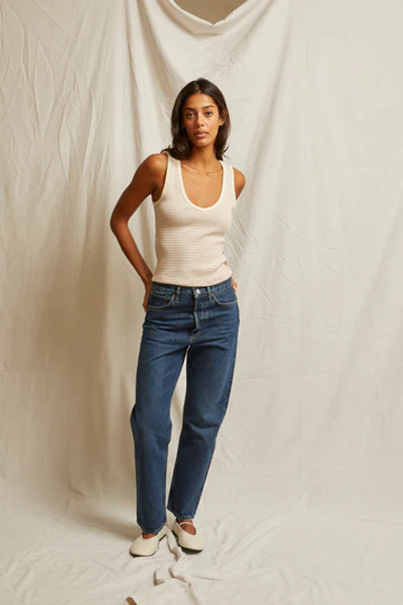 Perfect White Tee Maria Vneck Stripe Tank full body