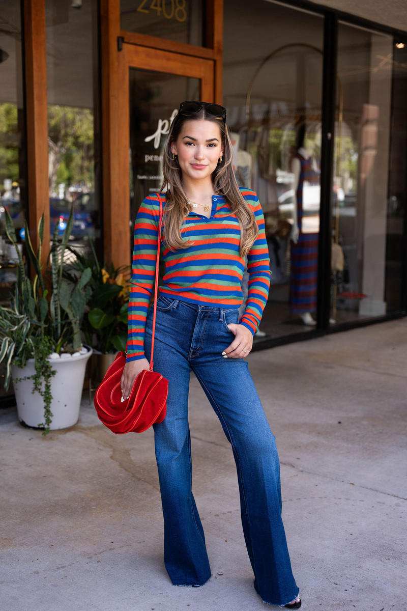 Staud Roscoe Stripe Top front full body