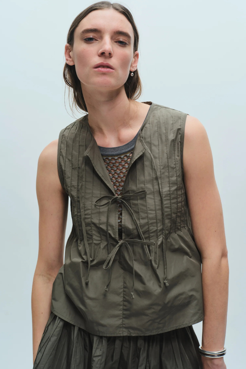 Saint Art Nina Tie Front Top front with mesh under tank