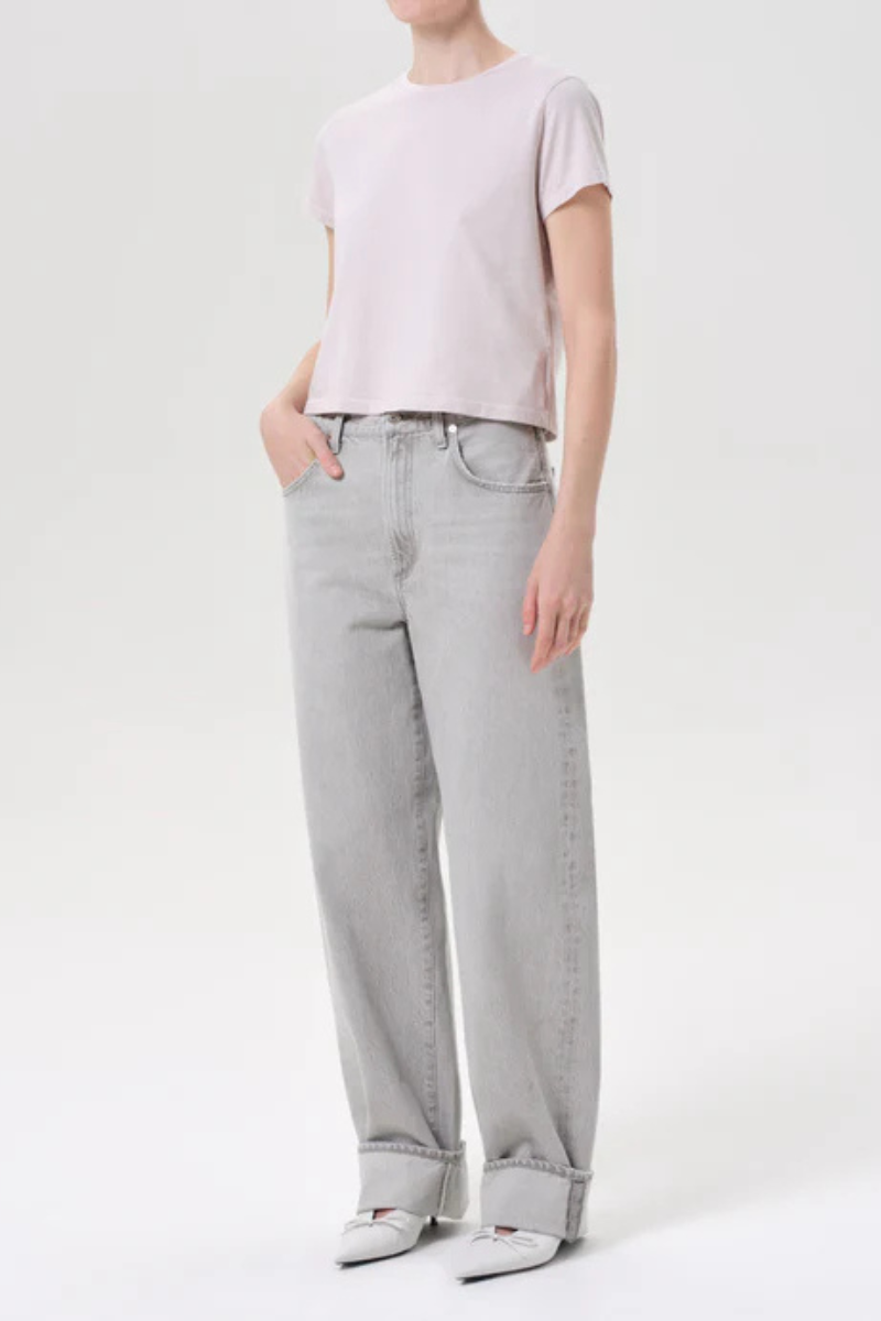 Agolde Adine Shrunken Tee in Rosewater full body