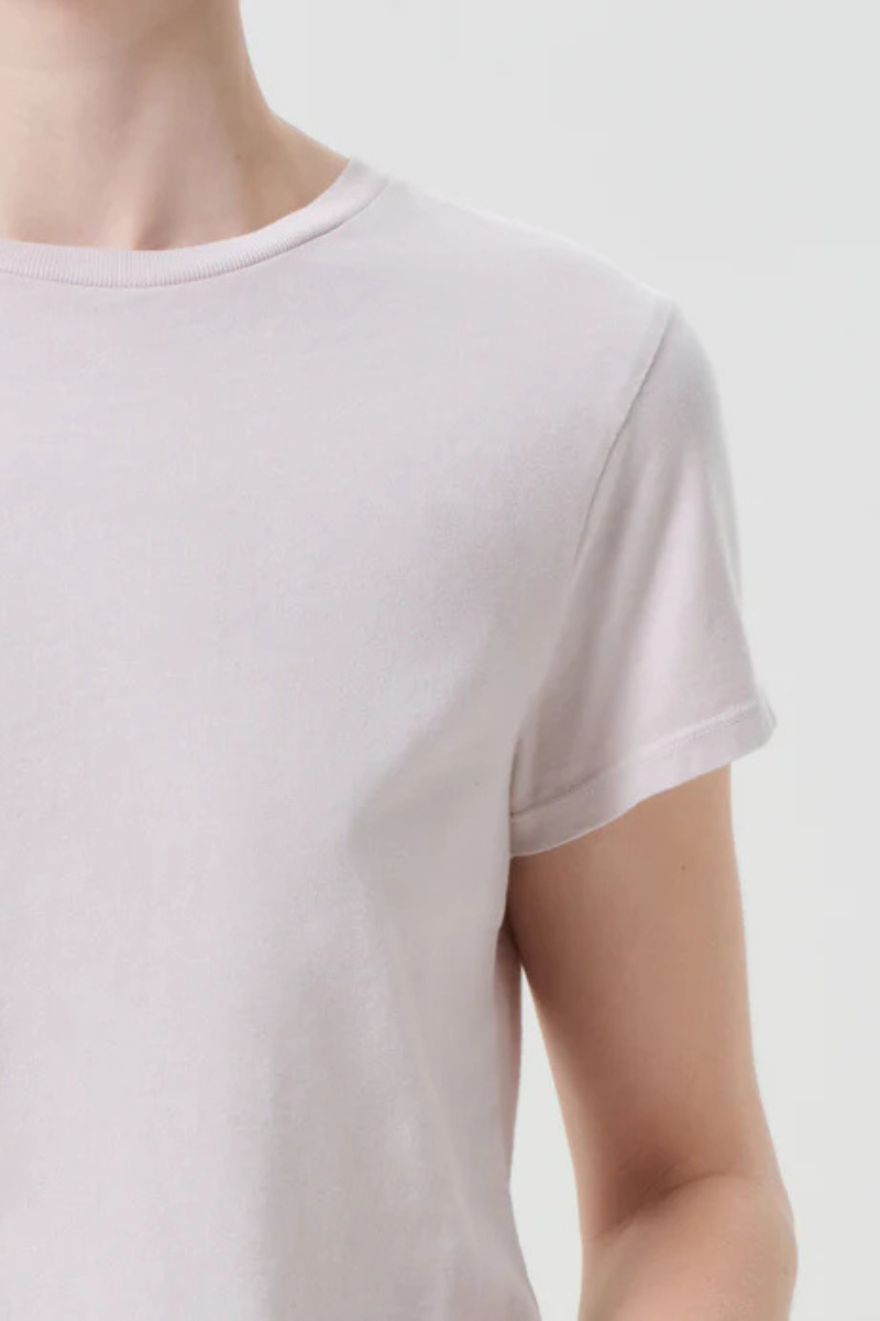 Agolde Adine Shrunken Tee in Rosewater close up