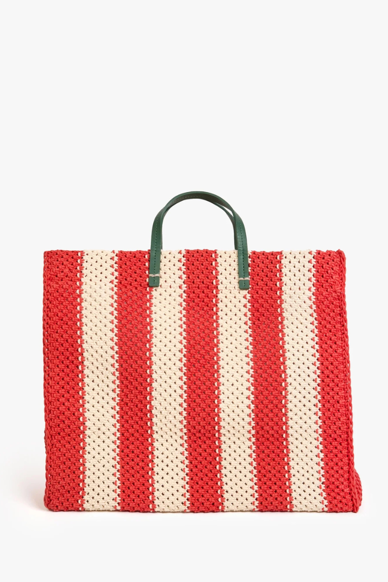 Clare V Summer Simple Tote Cream/Poppy front by itself