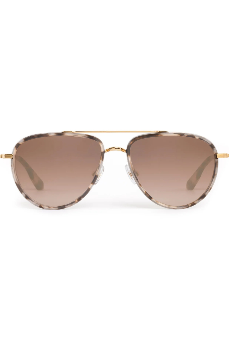 Krewe Coleman 24K Matte Black + Matte Sunday Tortoise Mirrored Sunglasses front by itself