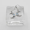 Pagan jewelry crescent moon hook earrings with rainbow moonstone