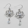 Hidden Heart Pentacle Earrings | 925 Sterling Silver & Rainbow Moonstone