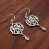 Hidden Heart Pentacle Earrings | 925 Sterling Silver & Rainbow Moonstone