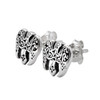 Celtic raven earrings: Sterling silver studs featuring an intricate knotwork bird design on a white background