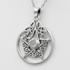 Wiccan pendant :  Moon Pentacle Witchcraft Necklace | .925 Sterling Silver Pentagram Jewelry